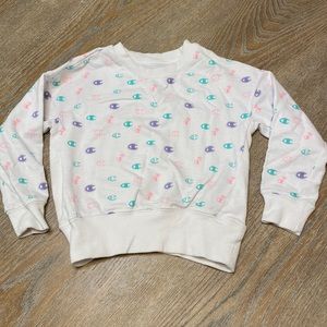 Champion girls size 4 logo print sweatshirt ribbed sides